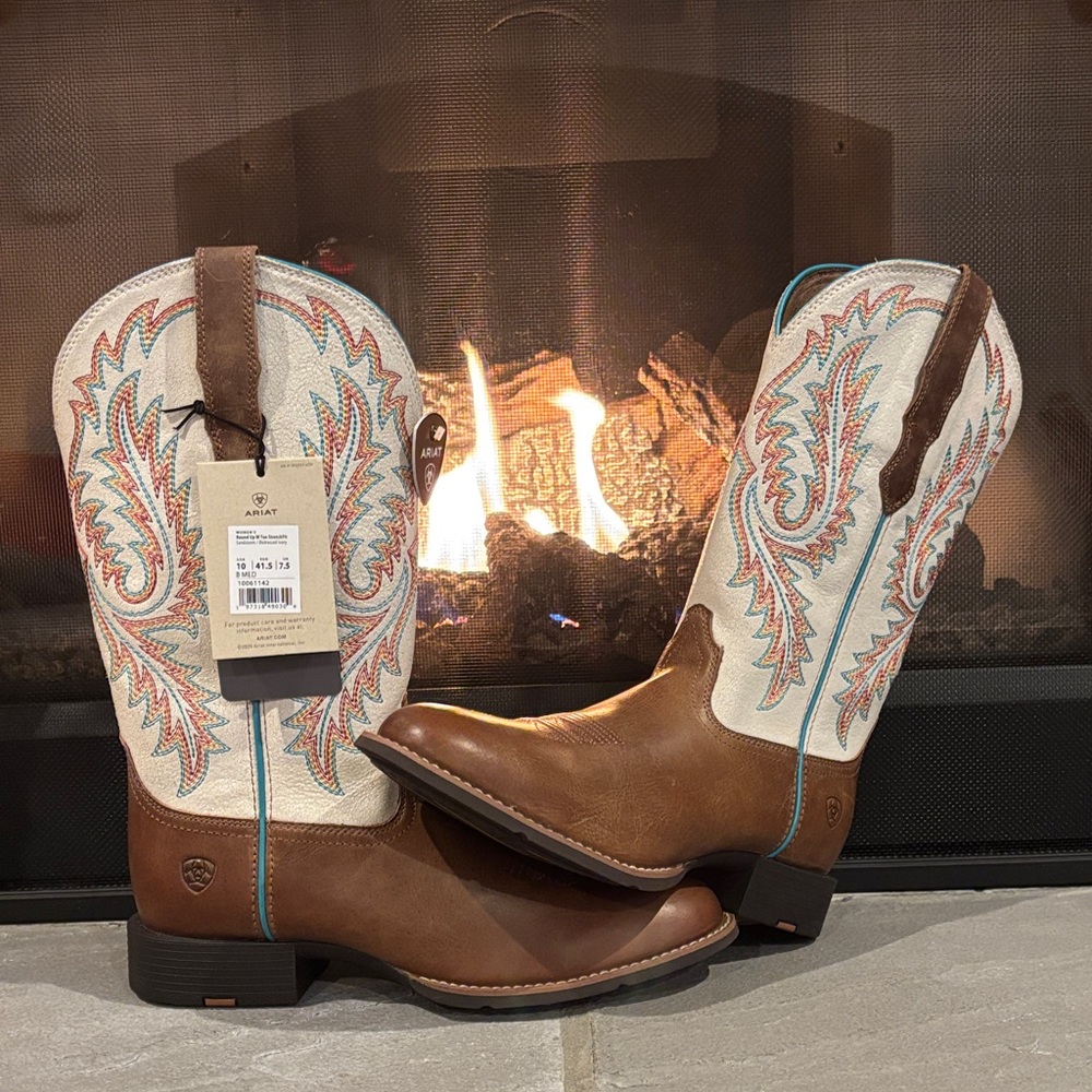 Ariat Tan and Cream Heeled Boots
